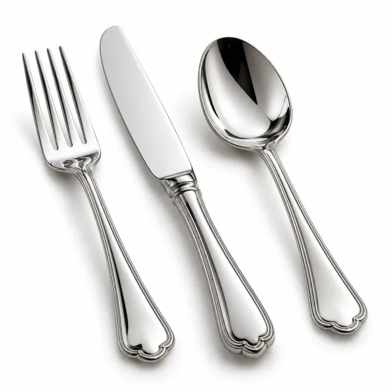 Sterling silver fork, knife and spoon