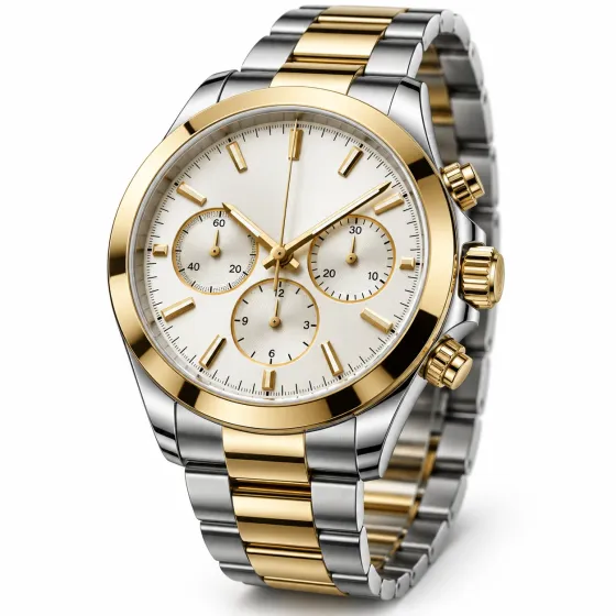 Two-tone gold and steel chronograph watch